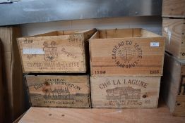 Four traditional wine crates