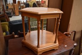 A modern/vintage hexagonal occasional coffee table, diameter approx. 46cm