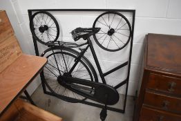 A powder coated artwork, constructed from old bike parts, approx size. 101 x 101cm