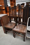 A pair of 19th Century oversized railback hall chairs, each width approx. 51cm