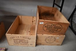 Three traditional wine crates