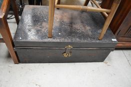 A tin deed box, of large proportions, approx. 75 x 48cm