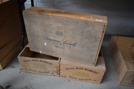 Three traditional wine crates