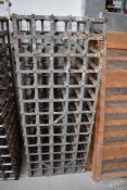 Two vintage metal and treen wine racks
