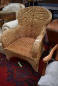 A wickerwork armchair