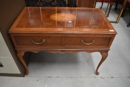 A late C20th stained and Kingwood effect Hi-Fi cabinet on cabriole legs, approx w 92 cm