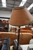 A vintage metalwork standard lamp