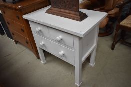 A chunky painted chest of two over one drawer, width approx. 76cm