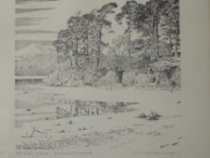 A print, after Alfred Wainwright, Friar's Crag Derwentwater, signed, 18 x 23cm, plus frame and