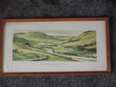A print, after Greene, carraige style, The Lune valley, Near Tebay- See Britain by Train, 22 x 44cm,
