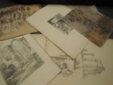 A watercolour, B M Swainson, Towing Path at Lancaster, April, 24 x 28cm, and a selection of