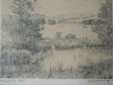 A pen and ink sketch, Alfred Wainwright, Bowness Bay - drawn in the 1940's, signed and titled in