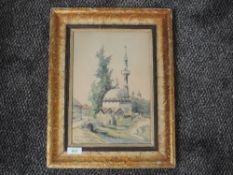 A watercolour, Royal Pavilion Hospital for Indian soldiers during WW1, indistinctly signed, 29 x