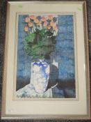 A watercolour, Marcus Akerman, still life roses in vase, signed, 52 x 35cm, plus frame and glazed