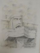 A pencil and chalk sketch, Mc Adam Clark, Aldeburgh church, gargoyle, signed and attributed verso,