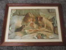 A print, after Burton Barber, wistful breakfast, dated 1894, 40 x 60cm, plus frame and glazed