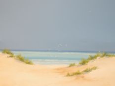 An oil painting, John Horsewell, beach scene, 75 x 75cm, plus frame