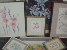 A pastel sketch, Jennifer Doughty, Lilies, signed and attributed verso, plus frame and glazed, and a