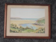 A watercolour, William Burbridge, estuary landscape, signed and dated 1947, 24 x 34cm, plus frame,