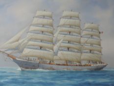 A watercolour, Schooner at sea, 29 x 40cm, plus frame and glazed