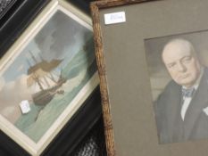 An engraving, Loss of The Kent East Indiaman, 19th galleons, 18 x 25cm, plus frame and glazed and