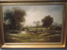 An oil painting, rural landscape, early C20th, 50 x 75cm, plus frame
