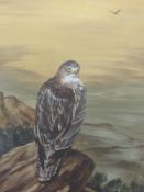 An acrylic painting, Ian Robert Pickvance, Bird of Prey, signed, 30 x 22cm, plus frame and glazed