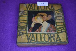A sought after art deco Vallora'100 Viginia special' tin depicting lady in period costume with