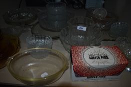 A selection of glass wares including Ravenhead Glass and amber bowl set
