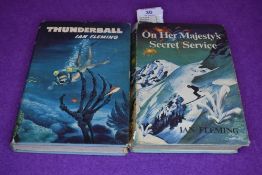 Two vintage 1960s Ian Fleming books,'On her Majesty's secret service' and 'Thunderball'