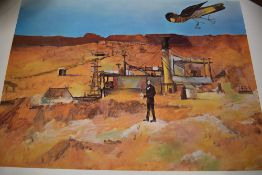 A selection of modern art prints including Australian interest