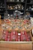 A mixed lot of vintage glasses including six Babysham glasses.