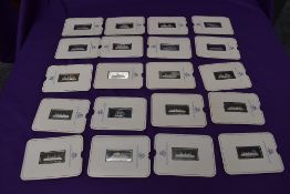 A collection of 20 Birmingham Mint Silver Shipping Ingots including Titanic, Maurerania, Queen