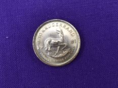 A 1981 South African Gold 1/10 Krugerrand, one tenth of an ounce of fine gold