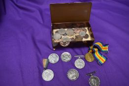 A small collection of Coins & Medals including 1951 Crown x2, 1890 Crown, 1861 Nova Scotia One Cent,
