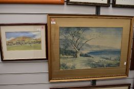 A local interest water colour of Sedbergh and similar gilt framed print