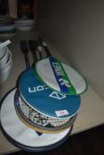 A selection of badminton and similar tennis or squash style rackets