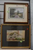 An original water colour depicting homestead and similar styled print