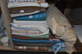 A variety of vintage and retro fabric,linen, cushion and crotchet work.
