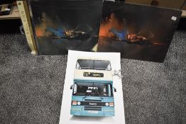 Two metal wall plaques with RAF interest and similar bus print