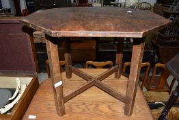 An Edwardian low octagonal table in oak