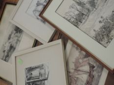 An etching, after, Andres Jaques, provincial country landscape, 14 x 22cm, plus frame and glazed,