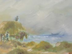 A pair of oil paintings, Ian Dunn, Haymaking near Derwentwater and Pulling the Boat out in a
