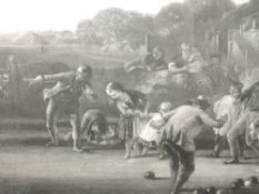 An engraving, The Bowlers, C19th, 38 x 75cm, plus frame and glazed