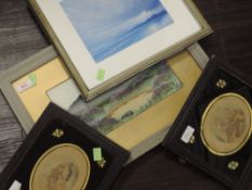 A gouache painting, Sumpton, moorland landscape, signed, 15 x 27cm, plus frame and glazed, a pair or