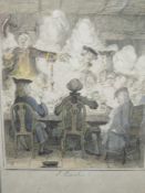 An engraving, after Leich, Savage introduced to Lovell at the Club, C19th, 16 x 10cm, plus frame and