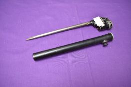 A British 1943 MK3 No4 Rifle Bayonet, with metal scabbard