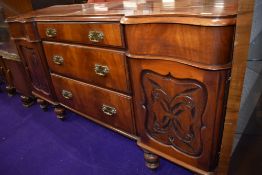 A Victorian mahogany sideboard having shaped front , width approx.177cm