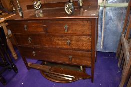 An early 20th Century oak bedroom chest having three long drawers, width approx. 102cm, with
