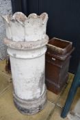 A large queen style chimney and similar salt glazed example